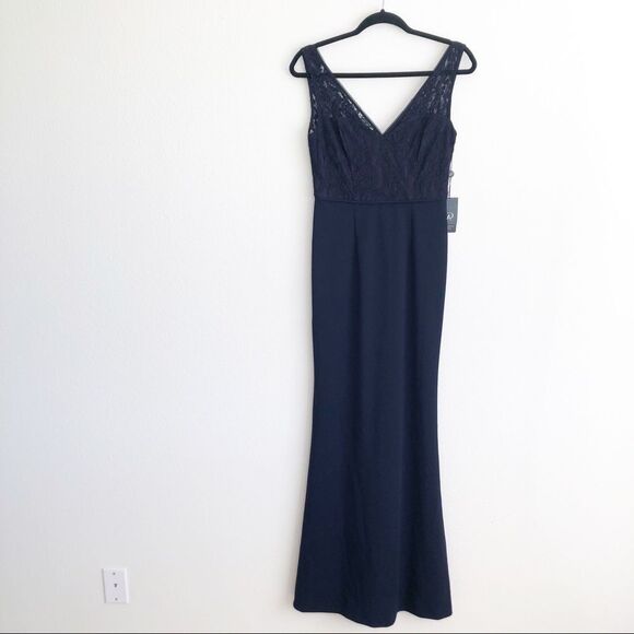 NWT Adrianna Papell Lace Crepe Mother of the Bride Maxi Dress Party Gown Size 2 - Picture 3 of 11